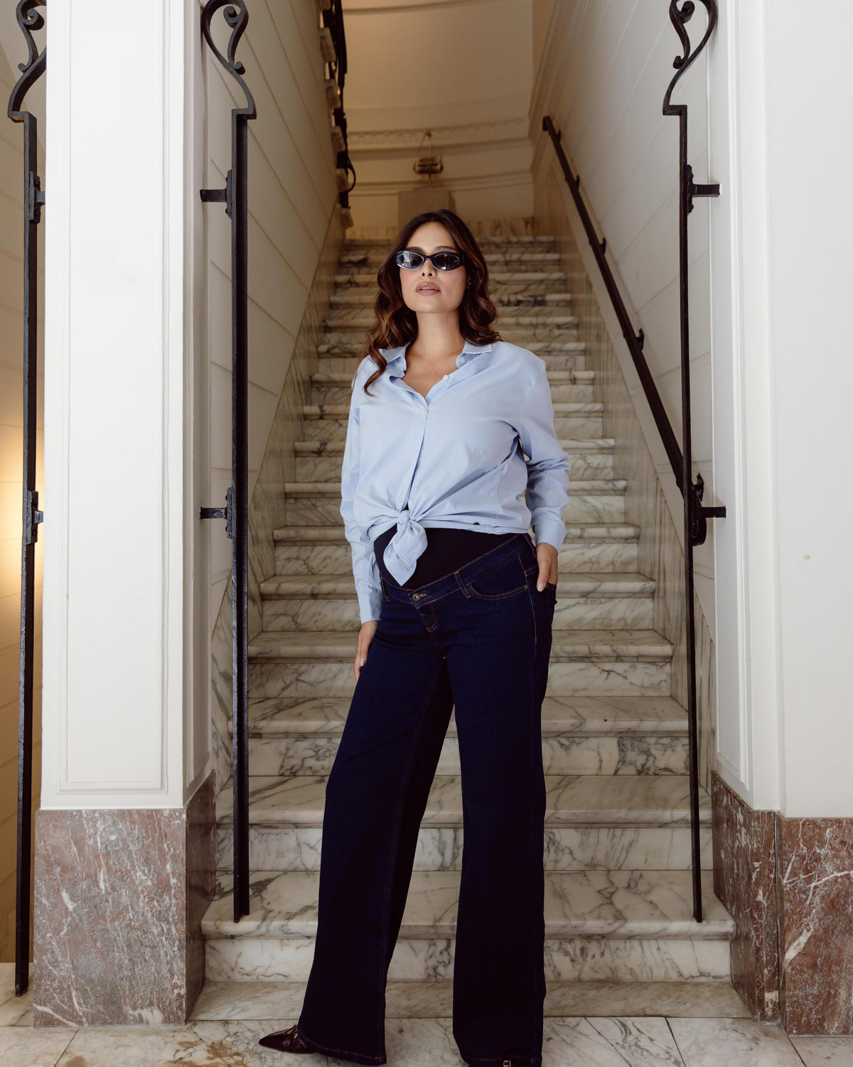 Love2Wait Blouse | Zwangerschaps Top | Light Blue
