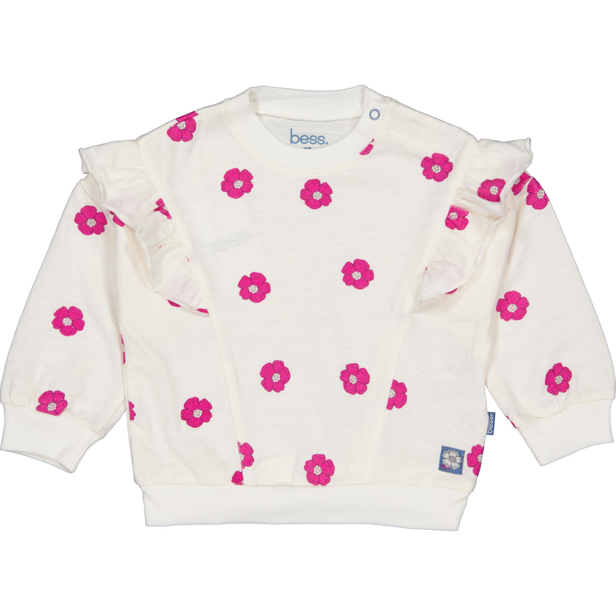 Bess Sweater | Trui | White Flower | Wit | Roze