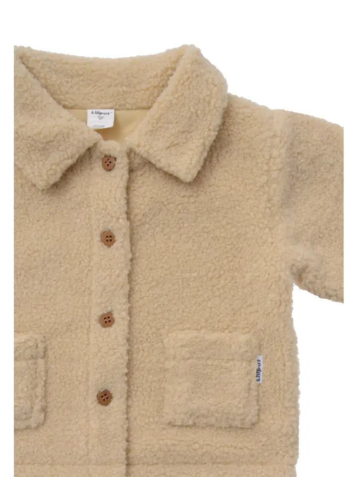 Bouclé fleecejack | met Knopen | Creme