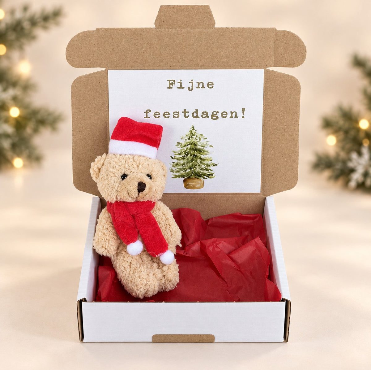 Kerstdoosje Met Kerstbeertje | Fijne Feestdagen