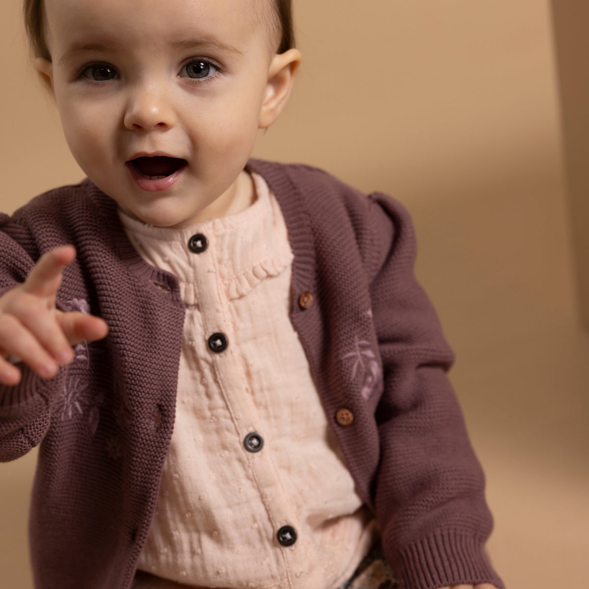 Noppies Vest | Rose Taupe | Lange Mouw | Cardigan