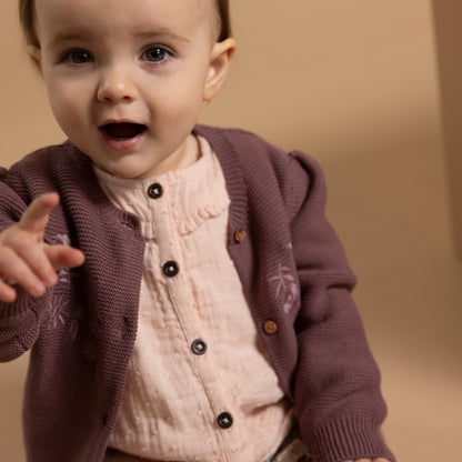 Noppies Vest | Rose Taupe | Lange Mouw | Cardigan