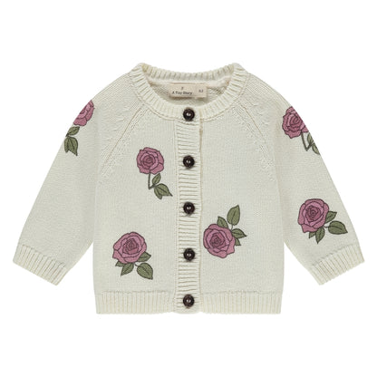 A Tiny Story Baby Cardigan | Vest | Spring Roses | Ecru