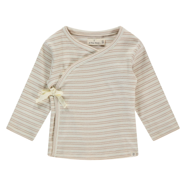 A Tiny Story Baby Overslag Longsleeve | Nougat | Stripe