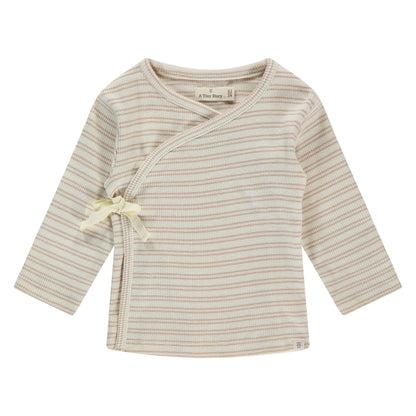 A Tiny Story Baby Overslag Longsleeve | Nougat | Stripe