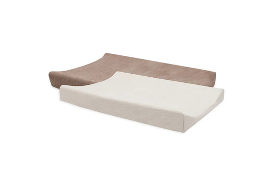 Jollein Aankleedkussenhoes Badstof | 50 x 70 cm | Milky Coffee & Ivory | 2 Stuks