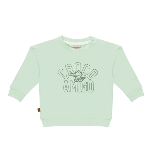 Frogs and Dogs | Trui Croco Amigo Baby | Subtiel groen