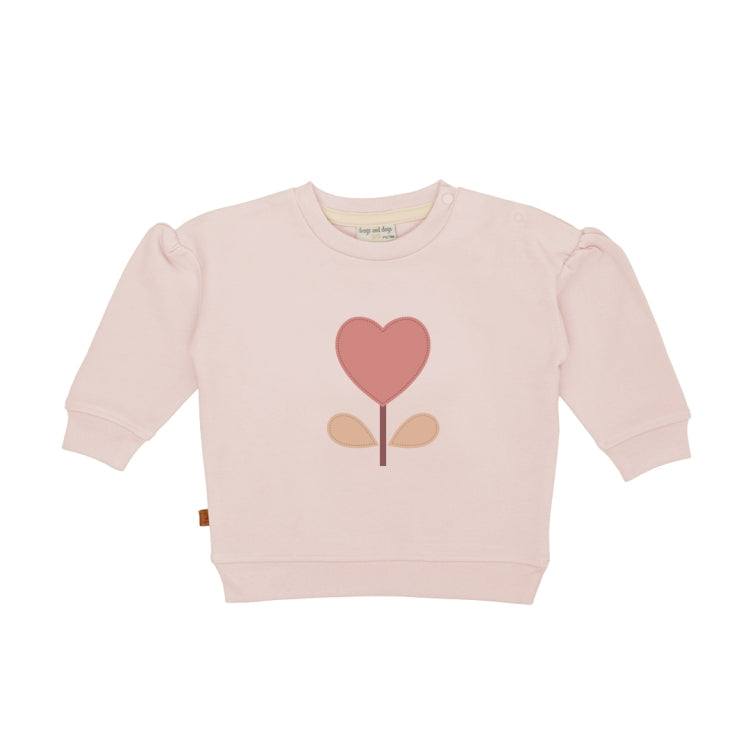 Frogs & Dogs Sweater | Trui | Patch Flo | Silver Peony | Lichtroze met Print
