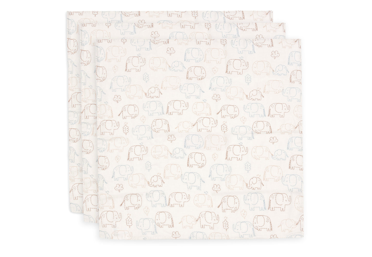 Jollein Hydrofiele Doek Small | 70 x 70 cm | 3pack | Elephant Tales