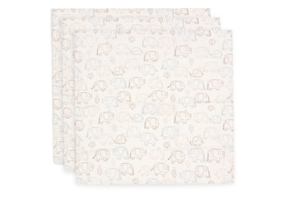 Jollein Hydrofiele Doek Small | 70 x 70 cm | 3pack | Elephant Tales