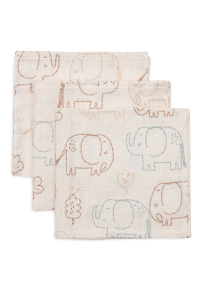 Jollein Hydrofiele Monddoekjes | 31 x 31 cm | 3pack | Elephant Tales