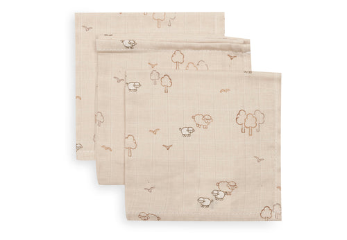 Jollein Hydrofiele Monddoekjes | 31 x 31 cm | 3pack | Woolly