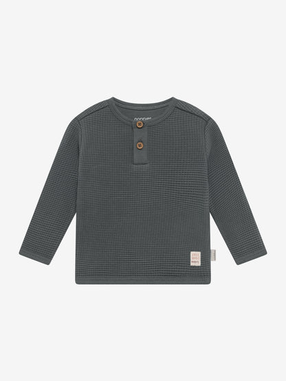 Noppies T-shirt | Lange Mouw | Wafelstof | Balsemgroen