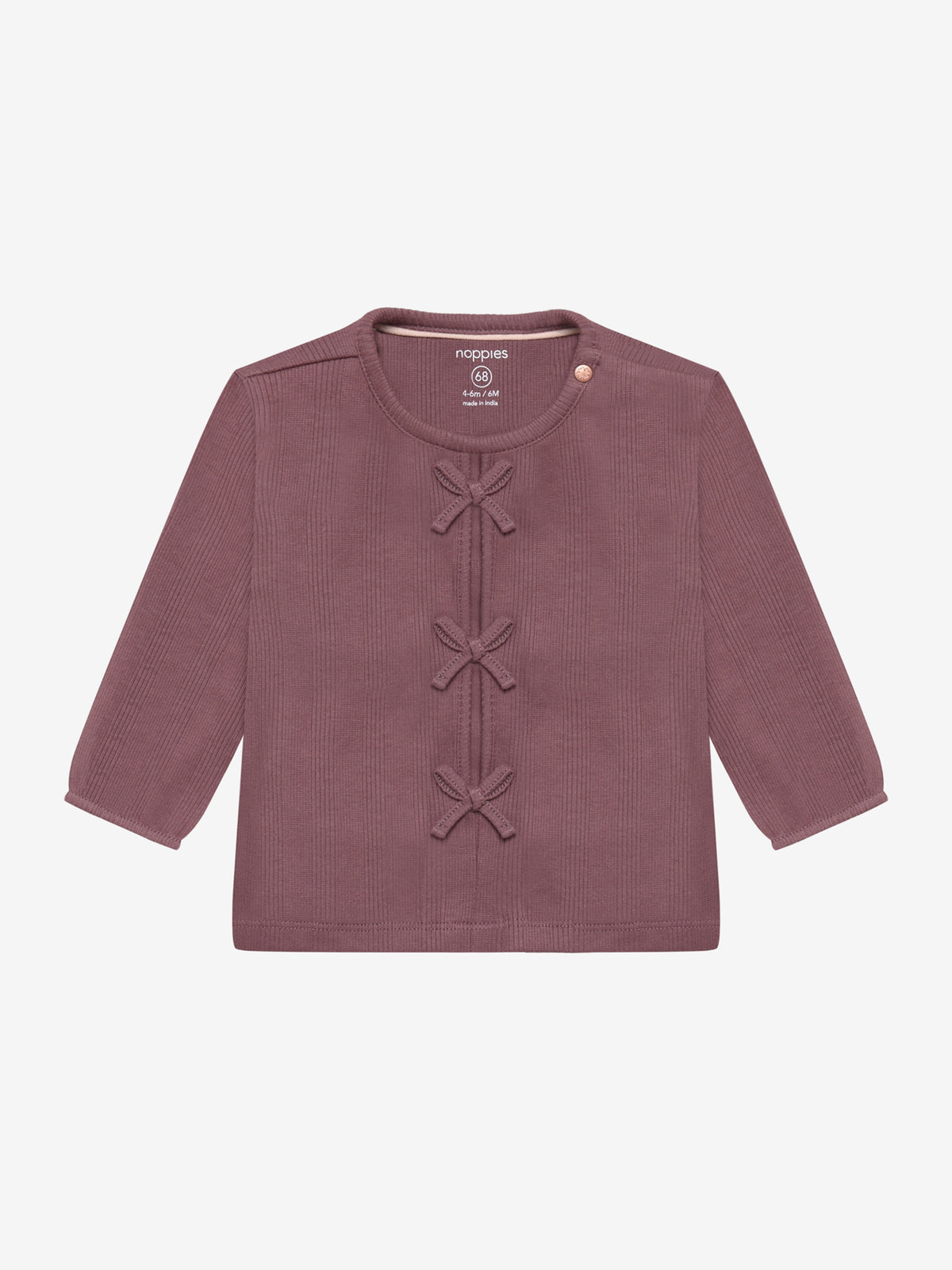 Noppies T-Shirt | Lange Mouw | Rose Taupe | Strikjes