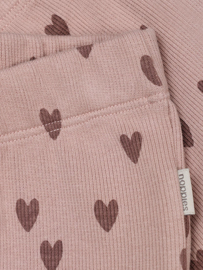 Noppies Broekje | Flared Legging | Adobe Rose | Print Hartjes