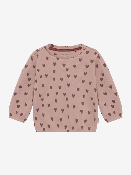 Noppies Sweater | Lange Mouw | Adobe Rose | Print Hartjes
