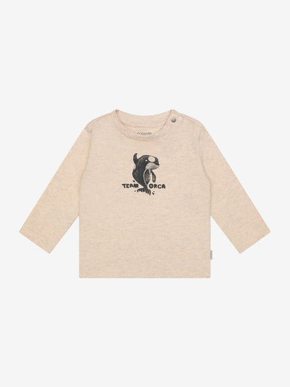 Noppies T-Shirt | Lange Mouw | Sand Melange | Team Orca