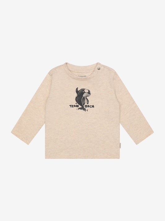 Noppies T-Shirt | Lange Mouw | Sand Melange | Team Orca