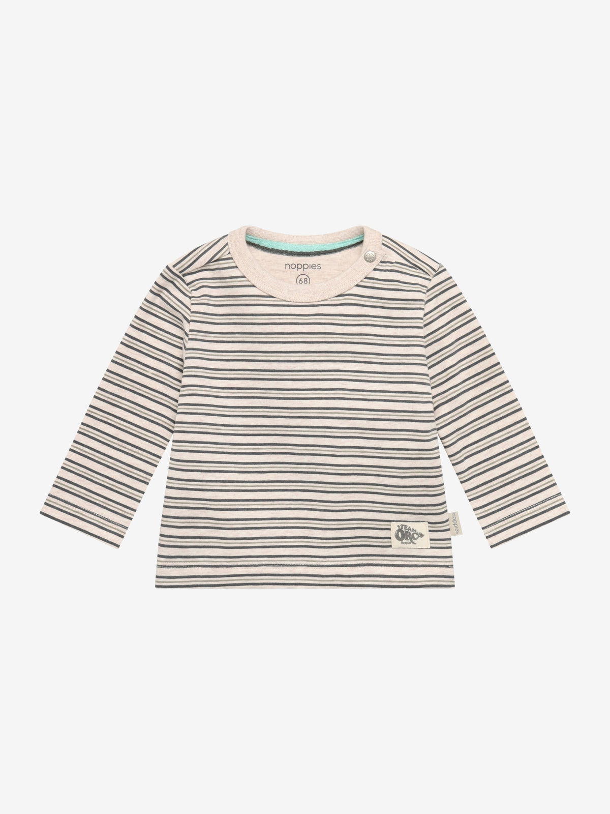 Noppies T-Shirt | Lange Mouw | Sand Melange | Groen Gestreept
