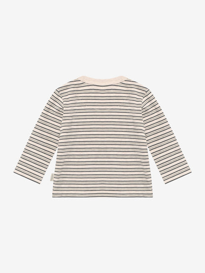 Noppies T-Shirt | Lange Mouw | Sand Melange | Groen Gestreept