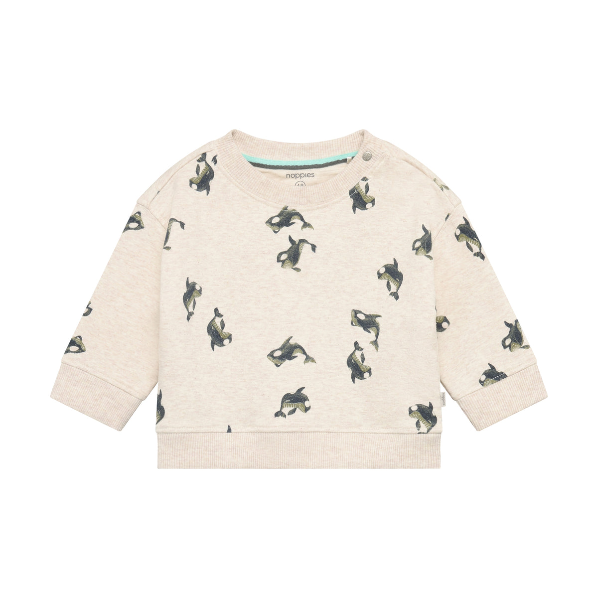 Noppies Sweater | Lange Mouw | Team Orca | Sand Melange  / Donkergroen