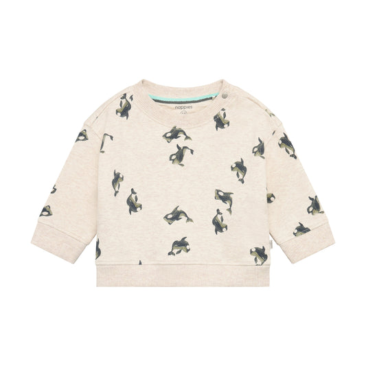 Noppies Sweater | Lange Mouw | Team Orca | Sand Melange  / Donkergroen
