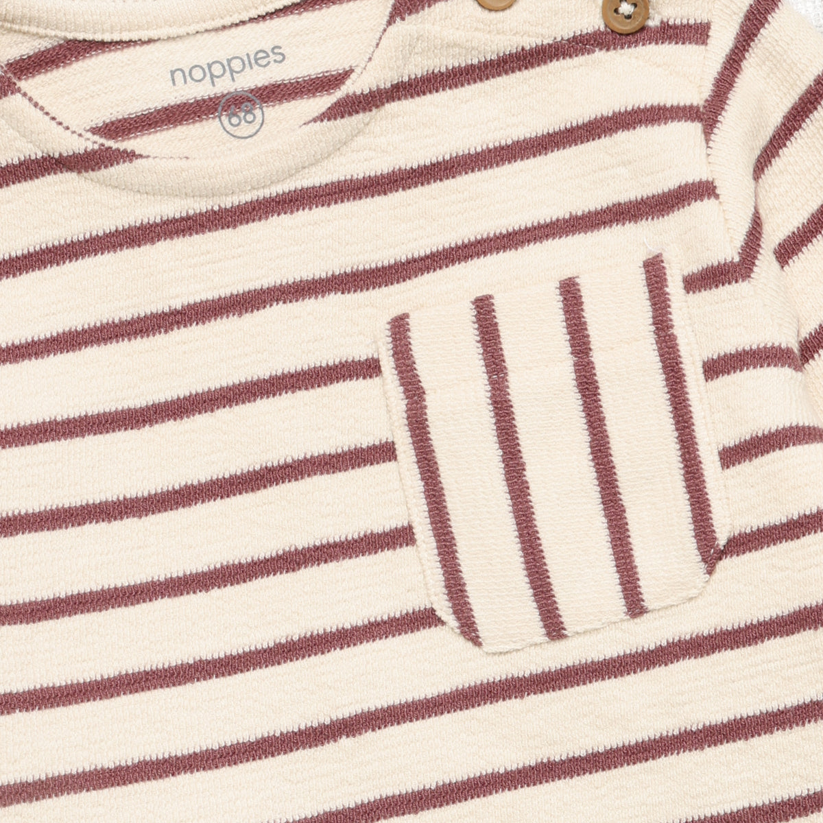 Noppies T-Shirt | Lange Mouw | Baked Cherry | Gestreept