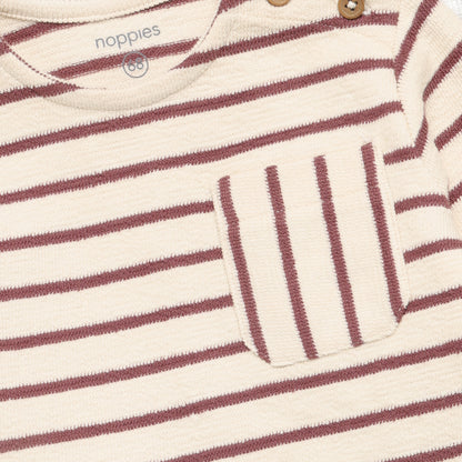 Noppies T-Shirt | Lange Mouw | Baked Cherry | Gestreept