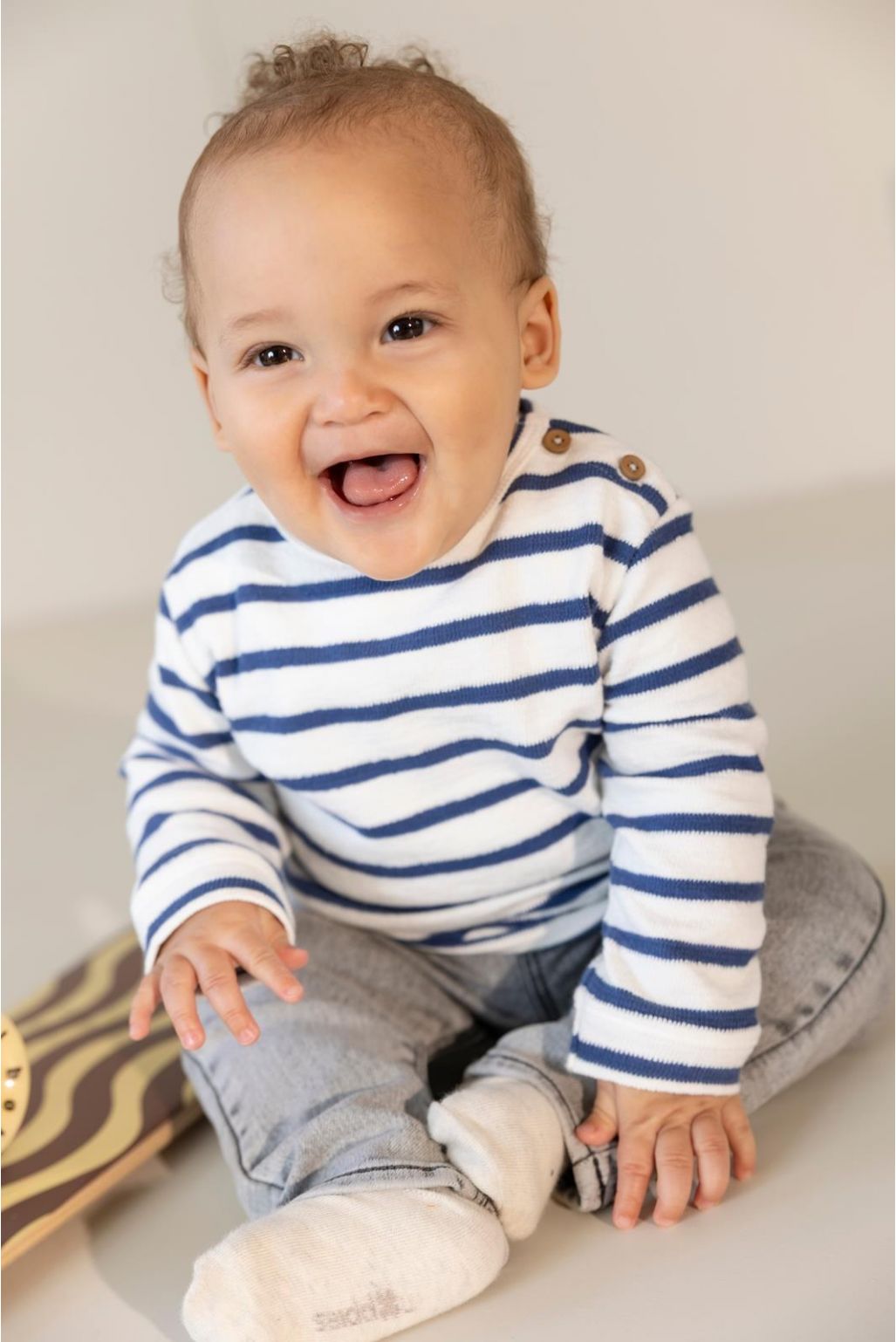 Noppies - Sweater - Longsleeve stripe - Gray Blue
