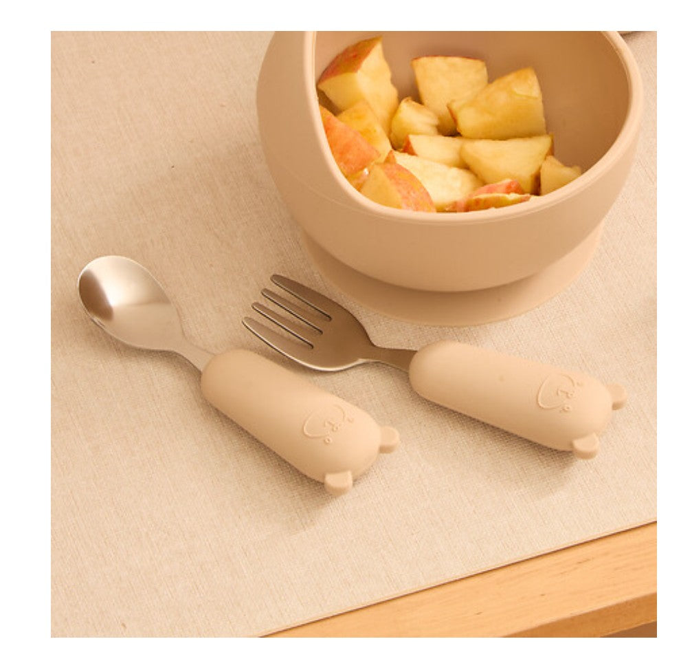 Baby & Peuter Bestek Set | Vork & Lepel | Beige