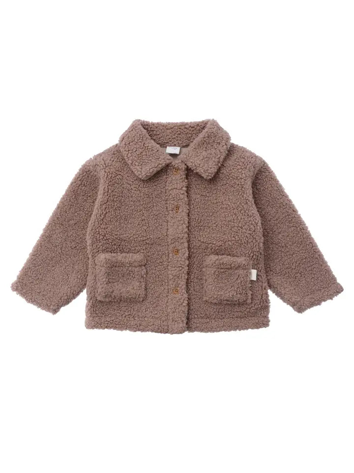 Bouclé fleecejack | met Knopen | Oudroze