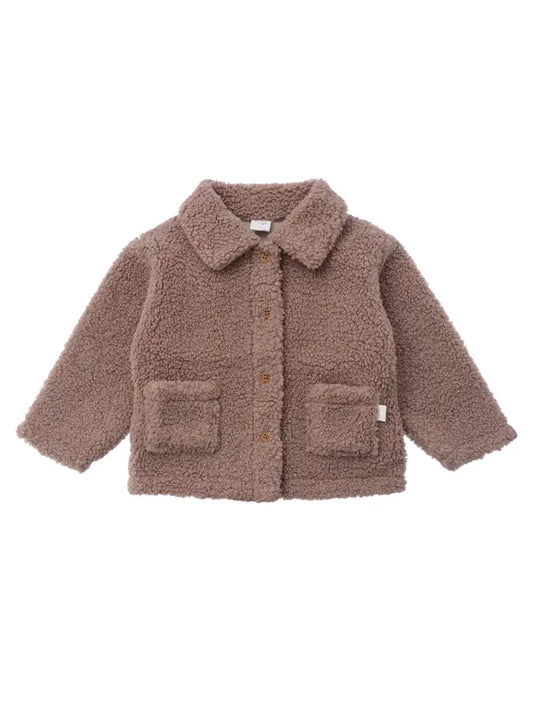 Bouclé fleecejack | met Knopen | Oudroze