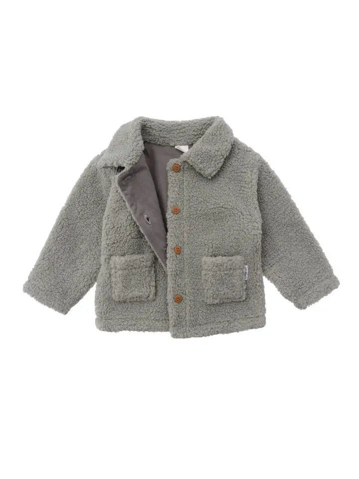 Bouclé fleecejack | met Knopen | Groen