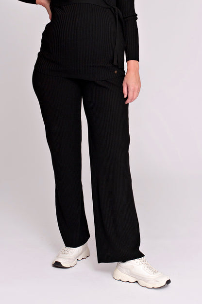 Love2Wait Pants Knit | Zwangerschapsbroek | Broek Gebreid | Zwart