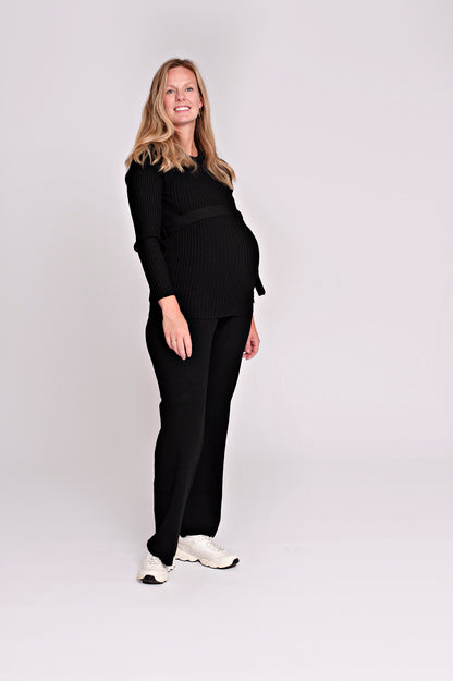 Love2Wait Pants Knit | Zwangerschapsbroek | Broek Gebreid | Zwart