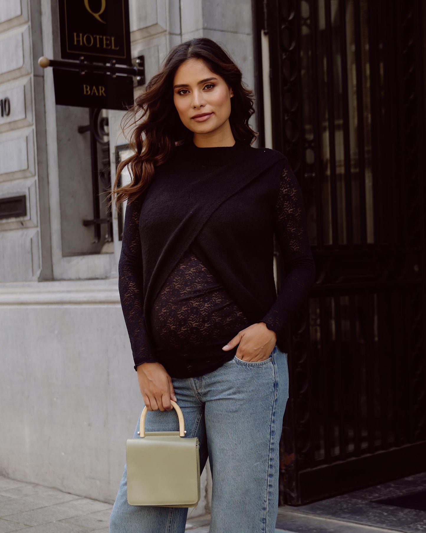Love2Wait Spencer | Zwangerschaps Top | Black