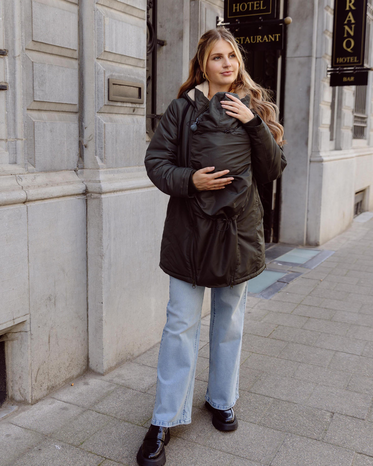 Love2Wait Coat Babycarrier 3 in 1 | Zwangerschapsjas | Jas | Black