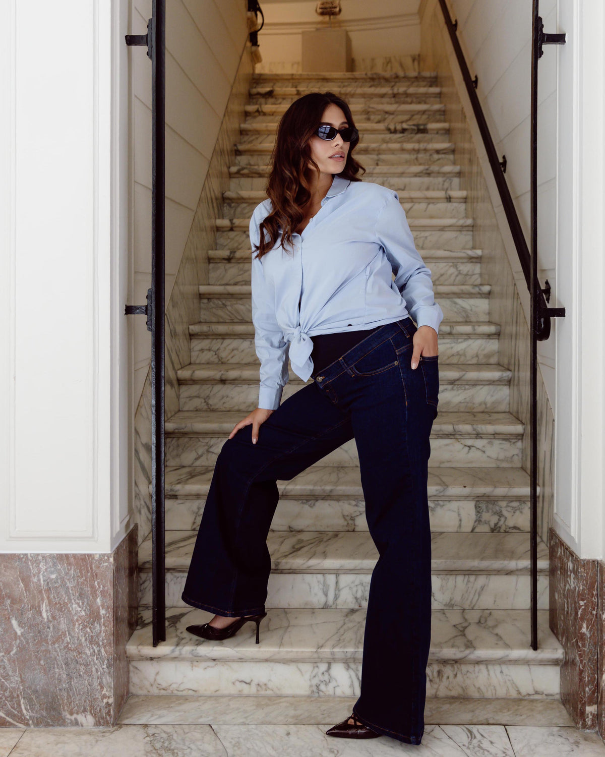 Love2Wait Blouse | Zwangerschaps Top | Light Blue