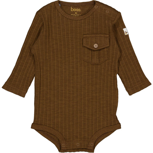 Bess Baby Romper | Bodysuit | Long Sleeve | Coffee Brown