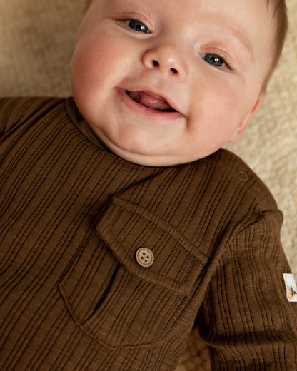 Bess T-Shirt | Lange Mouw | Coffee Brown