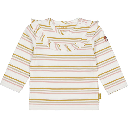 Bess T-Shirt | Lange Mouw | Pink Stripe