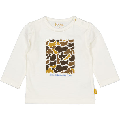 Bess T-Shirt | Lange Mouw | Off White Met Print