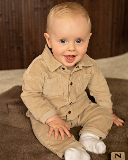 Bess Playsuit | Boxpakje | Dessert Sand | Ribstof