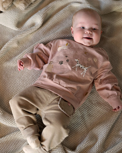 Bess Pants Met Strikje | Babybroekje | | Dessert Sand | Ribstof