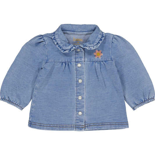 Bess Blouse | Lange Mouw | Blue Denim | Flower