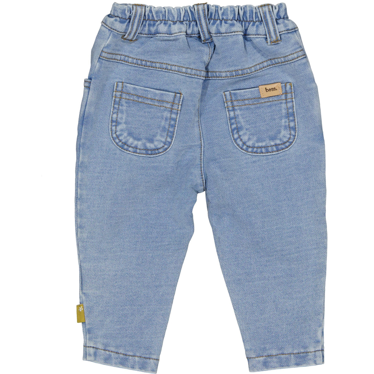 Bess Pants | Babybroekje | Jeans | Blue Denim | Pink Flower