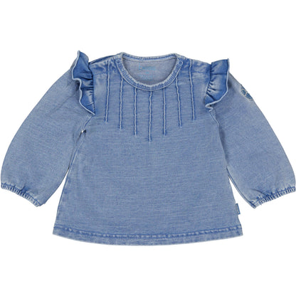 Bess Shirt met Ruches | Lange Mouw | Spijkerstof | Blue Denim