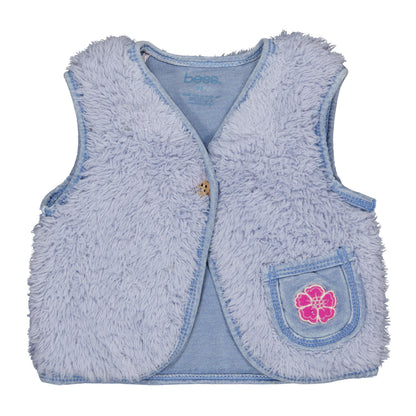 Bess Gilet | Teddystof | Vest | Jeans Blue | Flower