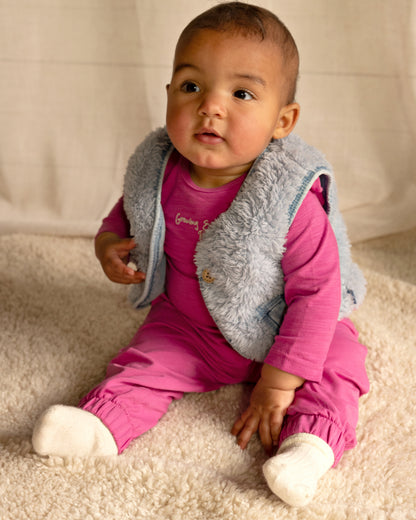 Bess Gilet | Teddystof | Vest | Jeans Blue | Flower