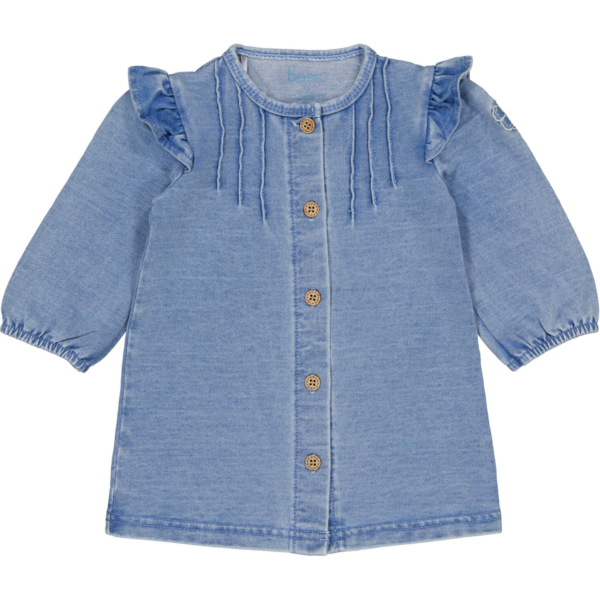 Bess Jurk Met Ruches | Lange Mouw | Blue Denim
